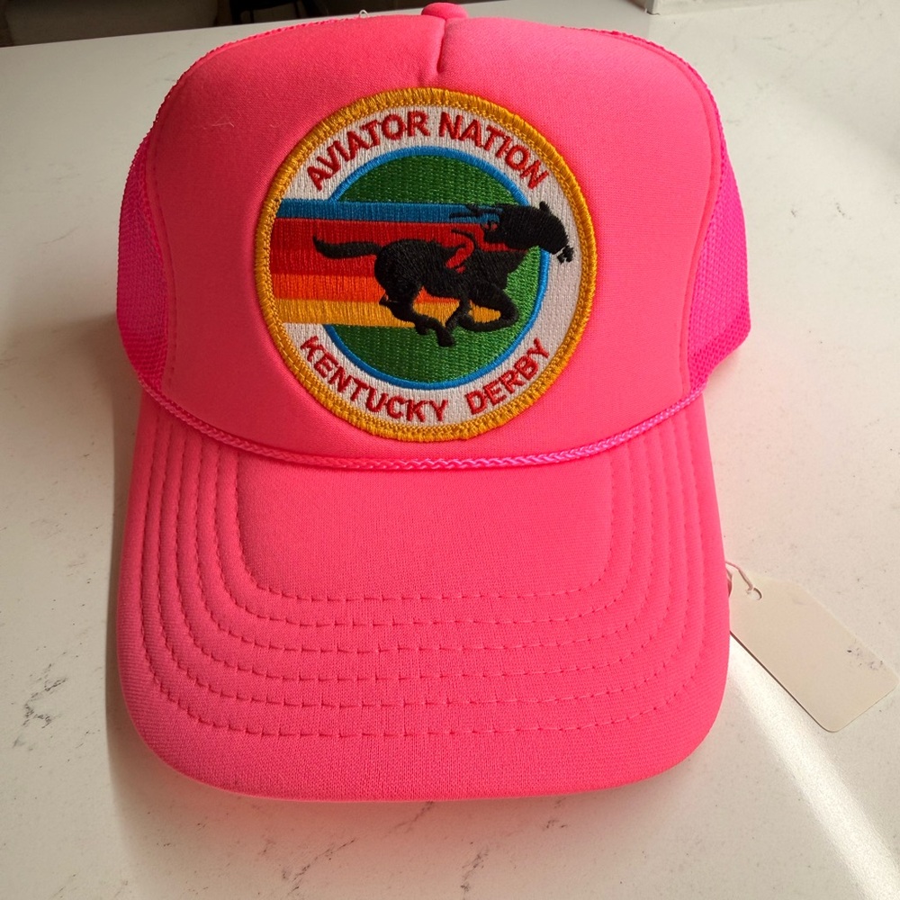 Aviator Nation Bright Pink Cap with Horse Emblem
